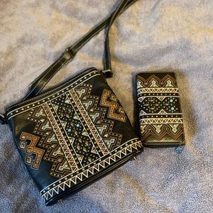 Montana West Aztec Crossbody bag & wallet set